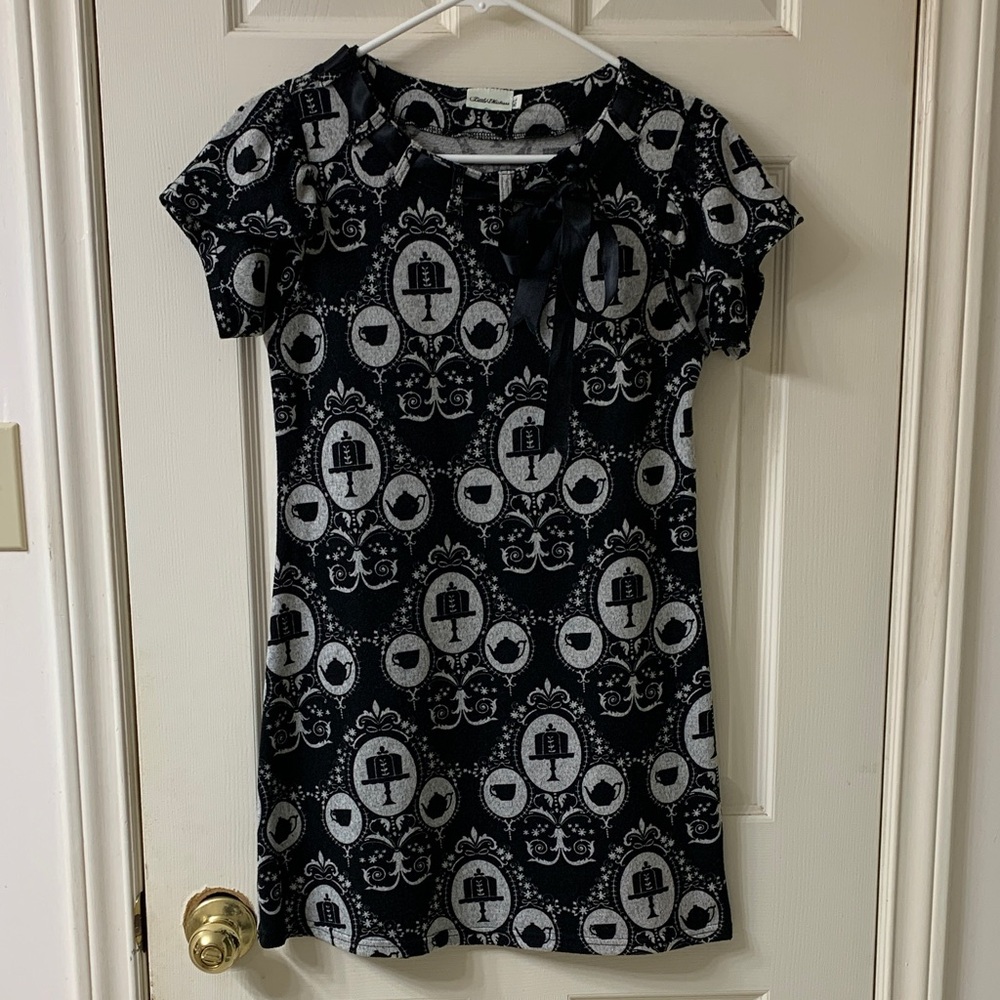 🌷3 for $25🌷Little Mistress, US M, Black & Grey Short Sleeve Knit Tea Party Dress